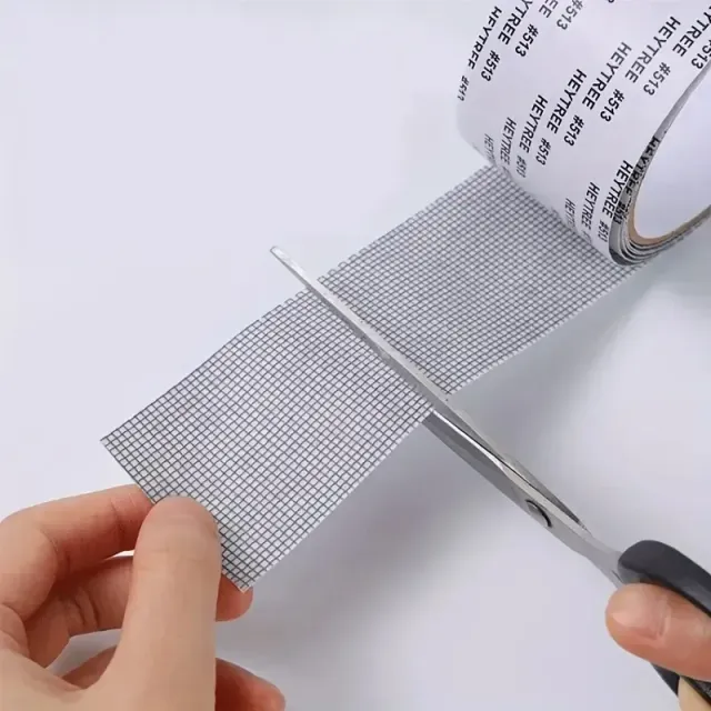 Self-adhesive mesh patch for the repair of mosquito windows