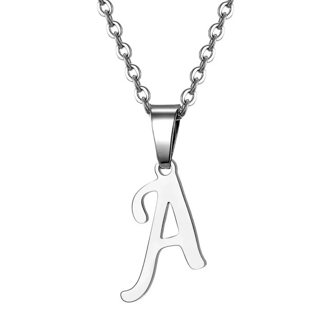 Necklace with letter of steel - Pendant with letter of stainless steel