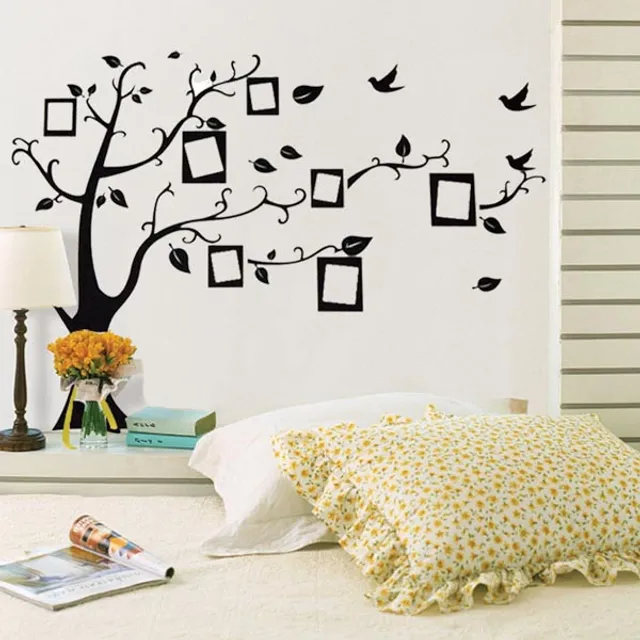 Large self-adhesive wall tree with photo frame