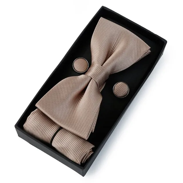 Men's bow tie, handkerchief and cuff links Augustine