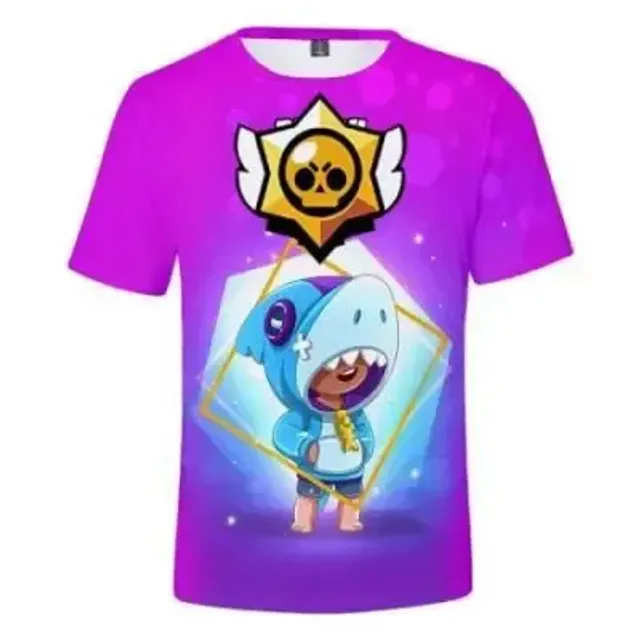 Kids short sleeve shirt with prints of popular Brawl Stars characters