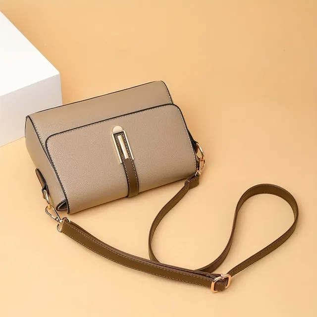 Retro Crossbody-Tasche aus PU-Leder mit kontrastierenden Farben