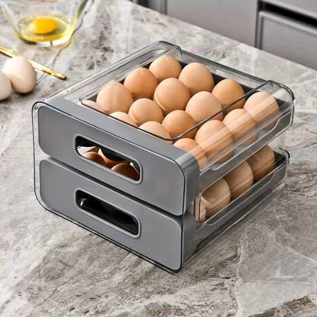 1ks Zásobník na vejce s velkou kapacitou a dvojitým zásuvkovým boxem pro udržení čerstvosti