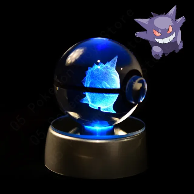 Aranyos Pokéball alakú 3D asztali lámpa Pokémon motívummal