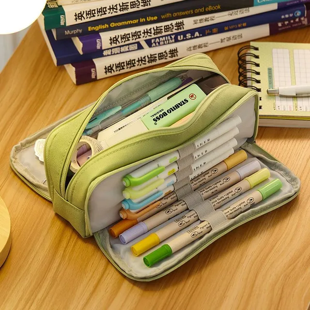 Školský jednofarebný veľkokapacitný kufrík na písacie potreby
