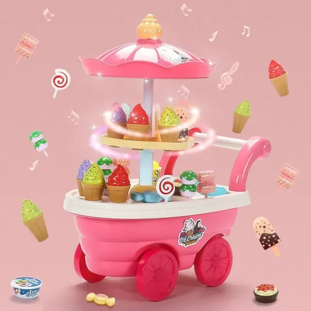 Camioneta de înghețată pentru copii - puzzle simulare cărucior jucărie de bucătărie