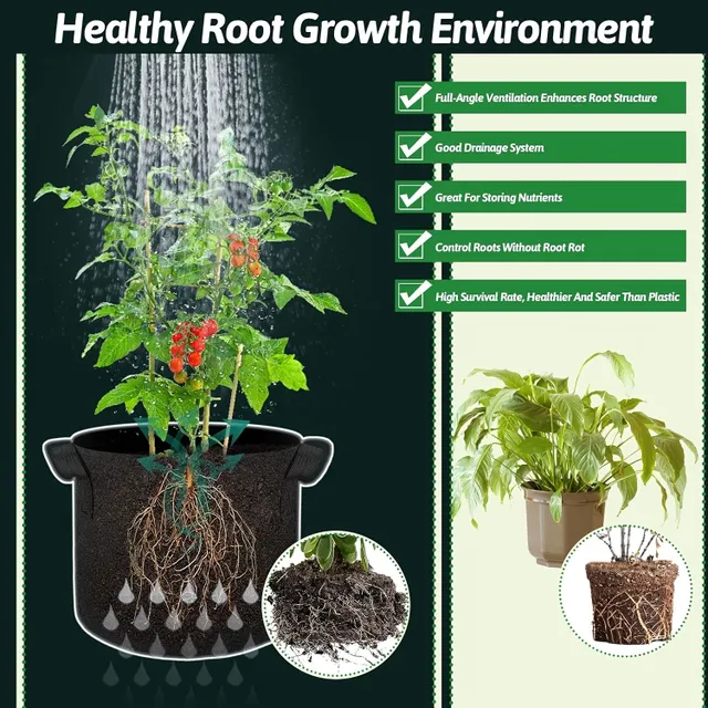 Growing bags 18,93 L - Universal pots made of nonwoven fabric with handles for vegetables, fruit, flowers, herbs, succulents and bonsai