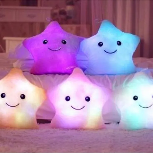 LED star-shaped plush pillow - 5 colours