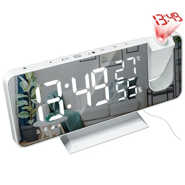 Digital radio alarm clock with projection