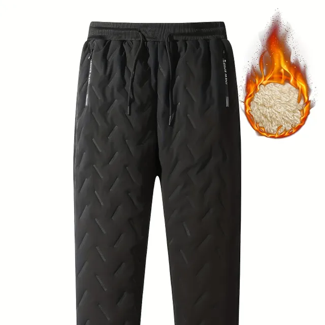 Male winter fleece pants with warm lining - Outdoor sports hiking pants, warm sweatpants