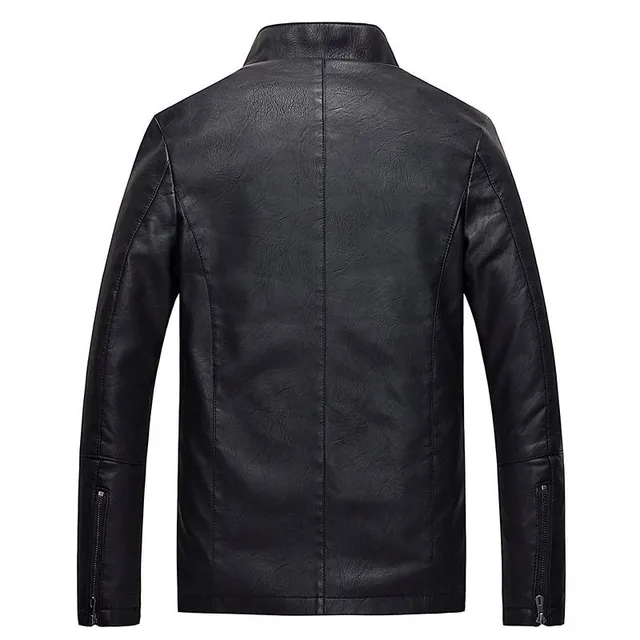 Jachetă artificială de piele pentru bărbați cu căptușeală călduroasă pentru motocicliști