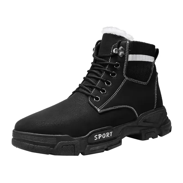 Winter men's stylish warm casual boots with thick soles