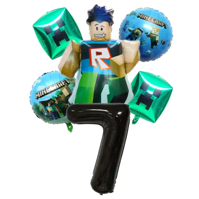 Stylish set of birthday balloons in the performance of popular characters from Minecraft