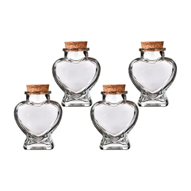 Set de 4 sticle de parfum din sticlă în formă de inimă