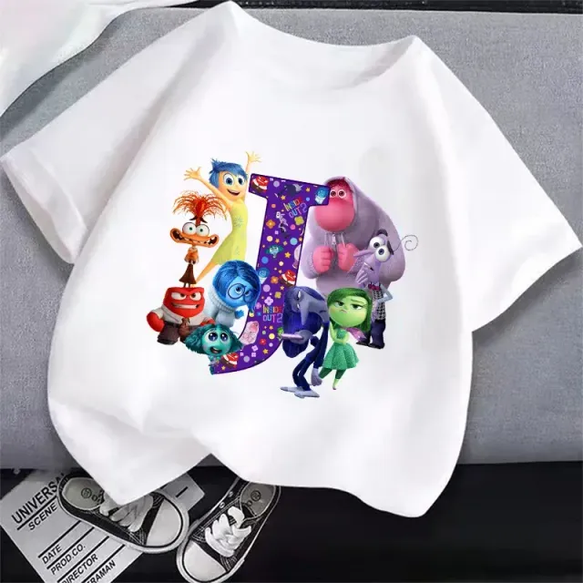 T-shirt enfant à manches courtes avec impression de lettres et personnages du film Vice-Versa 2 - Inside Out 2