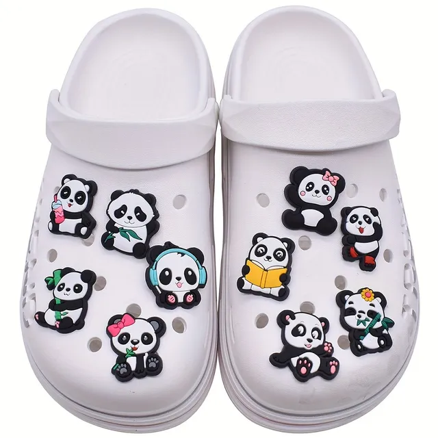 Niedliche Panda-Schuhverzierungen geeignet für Pantoffeln und Sandalen