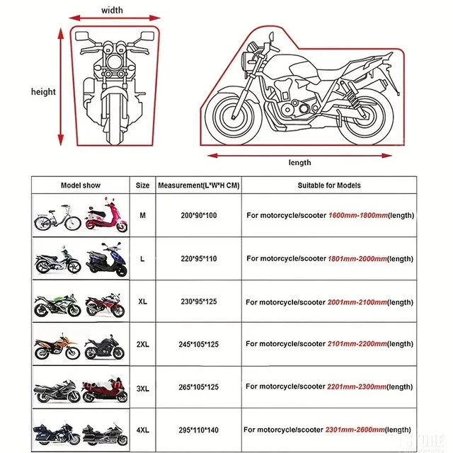 Husă impermeabilă pentru motocicletă - protecție pe tot parcursul anului împotriva prafului, razelor UV, potrivită pentru utilizare atât în aer liber, cât și în interior