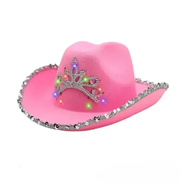 Children's cowboy pink hat with crown