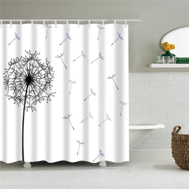 Practical bathroom curtain with flower motif