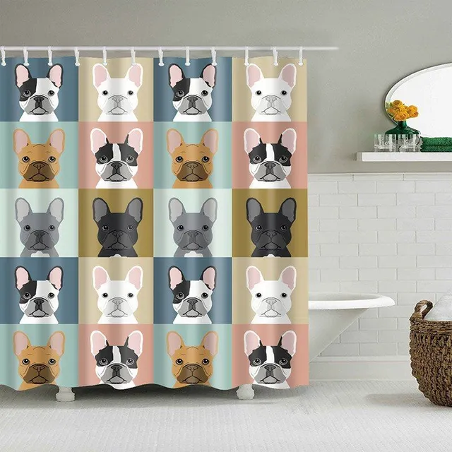 Shower curtain with dog theme
