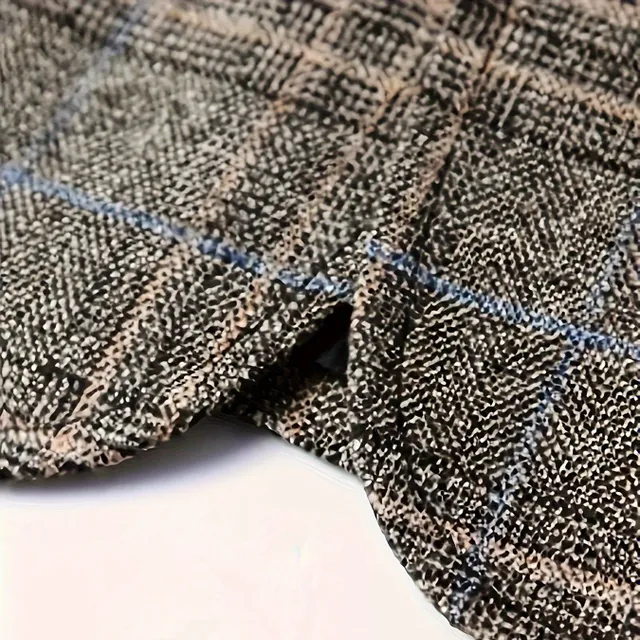 Blazer bărbătesc elegant din tweed cu carouri, cu două rânduri: stilat și atemporal pentru ocazii formale și casuale