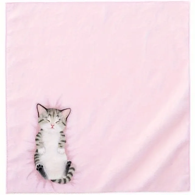 Cute quick-drying towel with cat motif - ultra-wearing and light