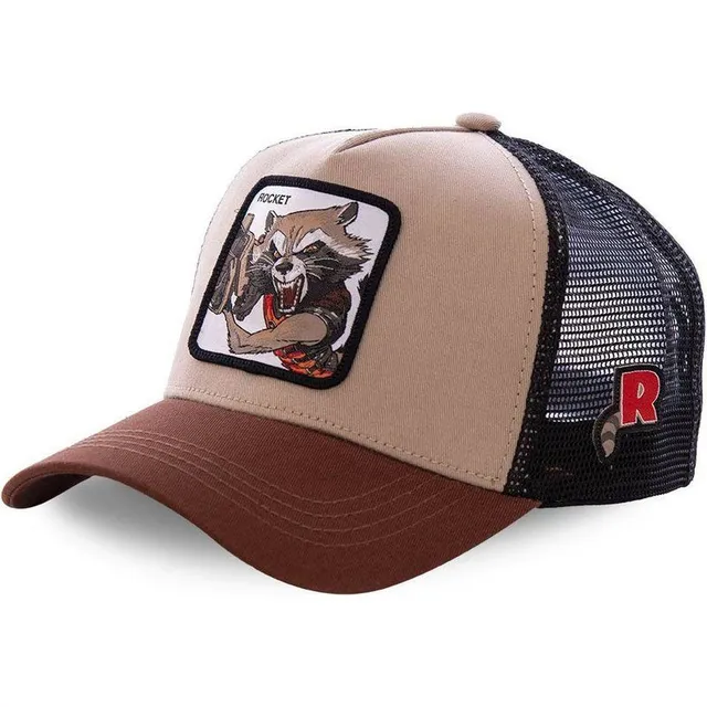 Unisex baseball cap with motifs of animated characters ROCKET KHAKI