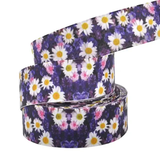 Elastic belt with printing sunflowers - 25 mm, 4.5 meters