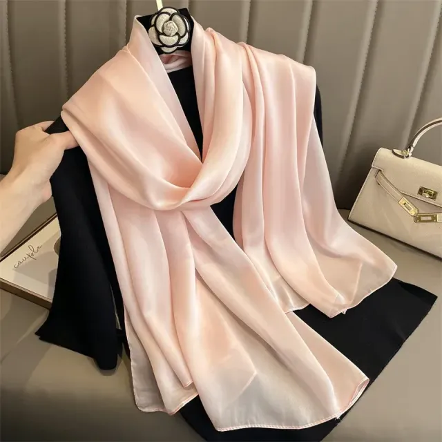 Fashionable satin scarf with a size of 90x180 cm for women