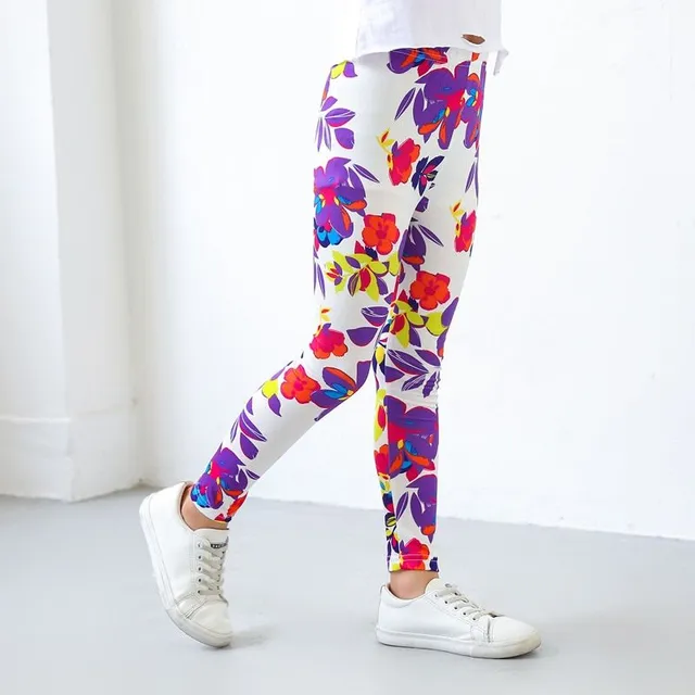 Girl spring leggings with thematic printing - Flower