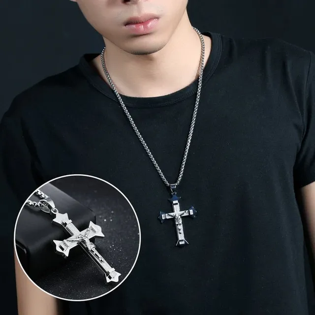 Fashionable vintage men's chain with cross