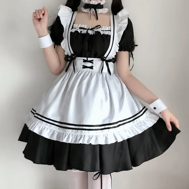 Olcsó Frilly Lockable Maid Anime Cosplay Ruha