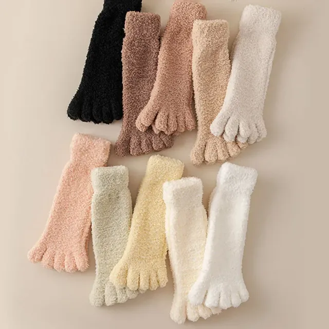 Women's winter socks made of coral fleece with separate fingers at home