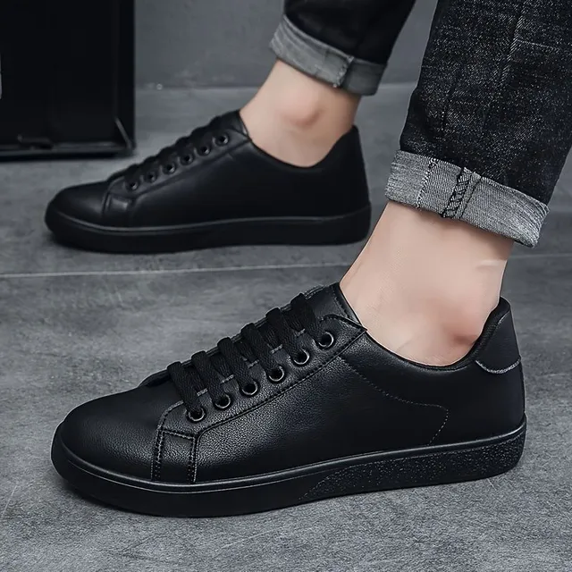 Fashionable men's skateboard boots with breathable PU leather uppers, anti-slip sole and lace lace lace trim - suitable for outdoor activities, spring, summer and autumn.