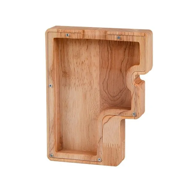 Luxury wooden letter-shaped cash box with glass front