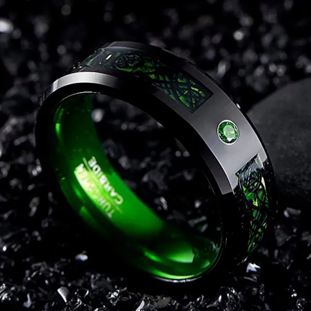 Men's fashionable Celtic tungsten ring with dragon