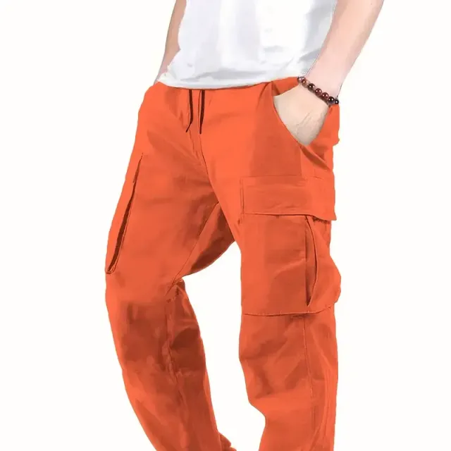 Men's cargo pants made of cotton, comfortable cut, straight pants, multifunctional pockets, ideal for outdoors and free