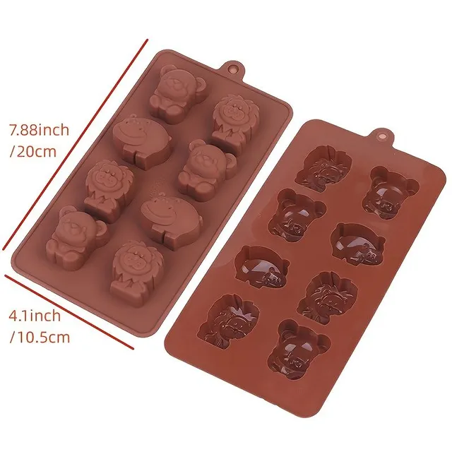 Silicon form for animals - hippo, lion, bear (chocolate, soap, cake)