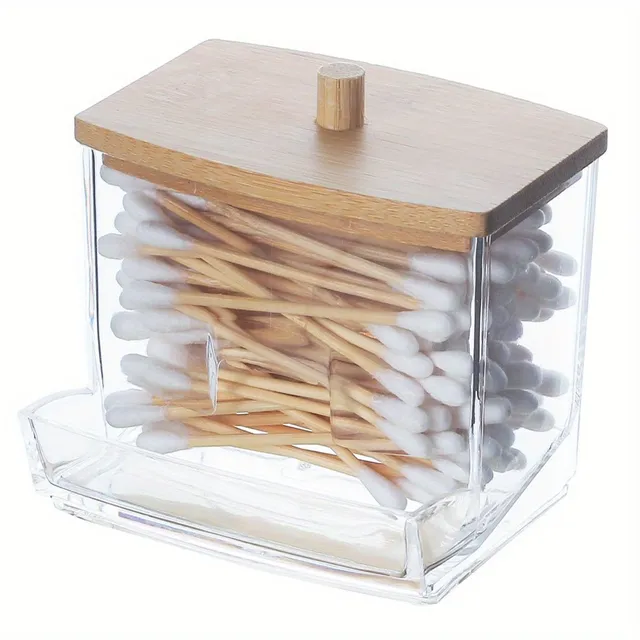 Practical organizer for cotton bars and tampons with wooden lid