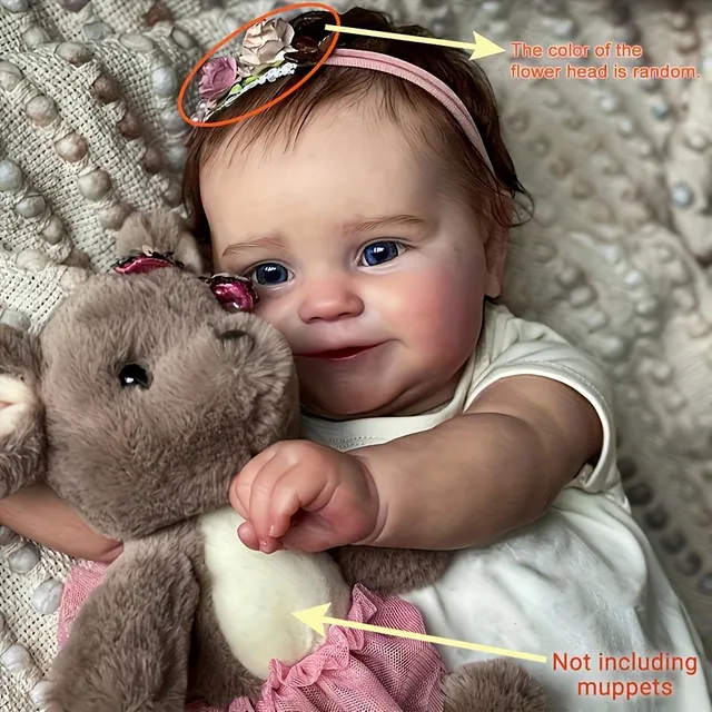 20 inch 50cm Doll Reborn Baby Dolls Silicone Vinyl Realist Doll For Newborn Batole With Brown Hair Anatomically Right Washable Toys Gifts