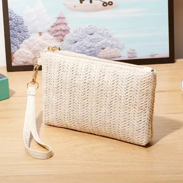 Mobile phone purse for women - new medium long straw knitting purse knitted purse for women