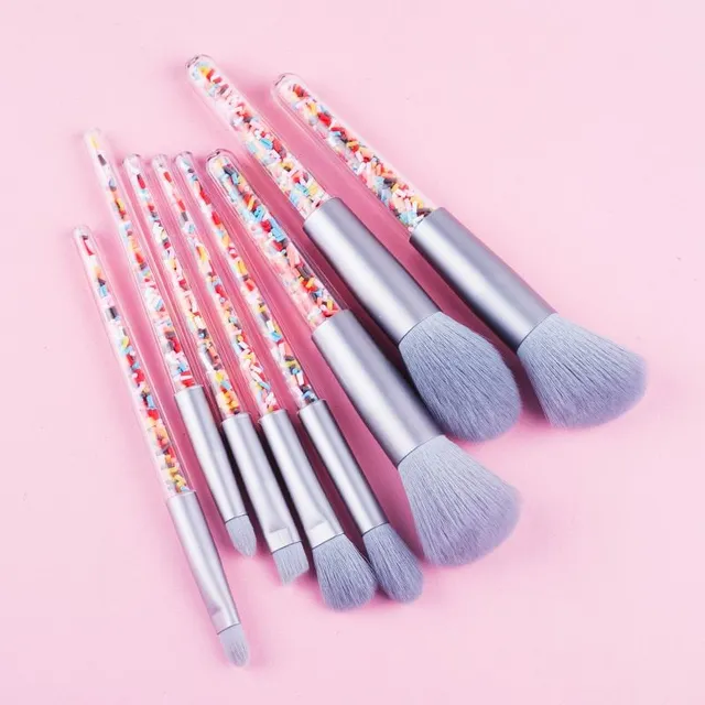 Luxury cosmetic brushes in two color variants with decorative handles