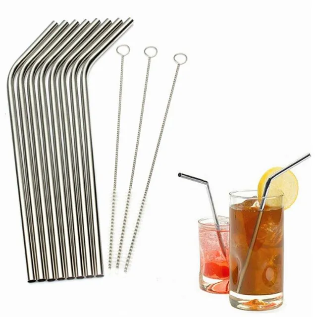 Stainless steel drinking straw - 8 pcs