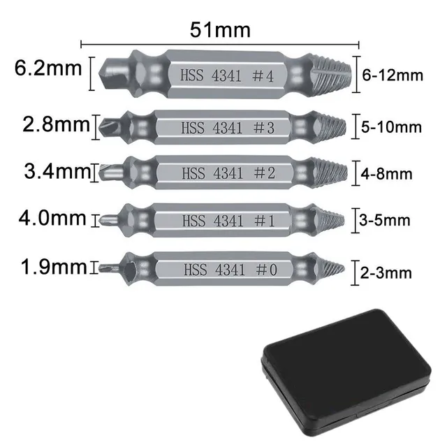 4/5/6 PCS Poškozený šroubový vytahovač Sada vrtáků odizolovaných zlomených šroubů Vytahovač šroubů Snadno vyjměte demoliční nástroje