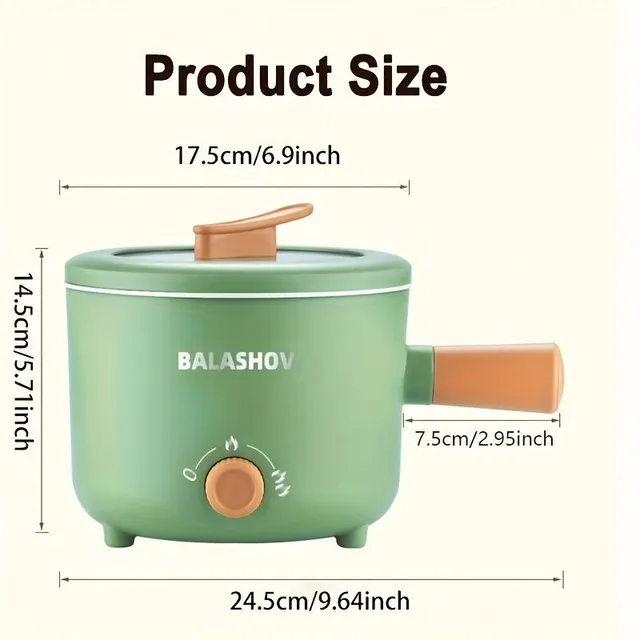 Oală electrică mini 1,6 l cu grătar de abur, suprafață antiaderentă și reglare a temperaturii - ideală pentru ramen, paste, friptură și oală fierbinte