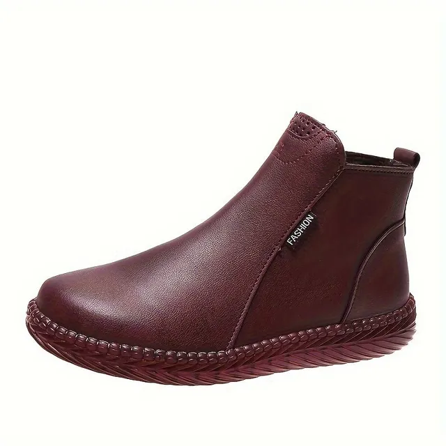 Women's low ankle boots with comfortable side zipper and warm lining