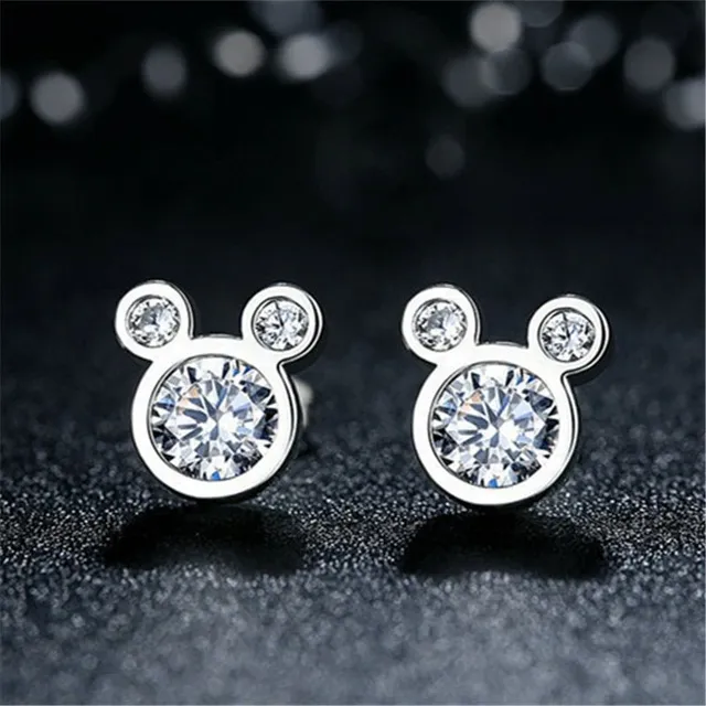 Beautiful Silver Earrings Mickey