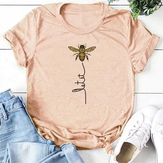 Women's stylish short sleeve T-shirt with Let It Bee print