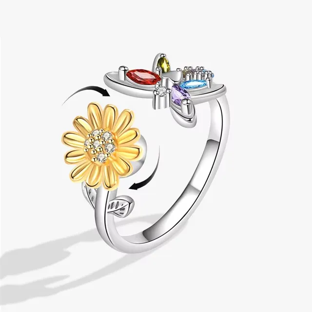 Fashion ring against stress for women with cute rotating design