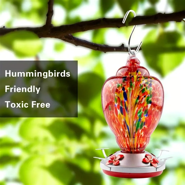 Feeding for Hummingbirds - Hand blown glass, 32 Oz